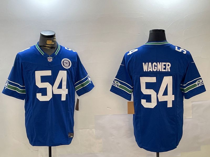 Men Seattle Seahawks #54 Wagner Blue Throwback three generations 2024 Nike Limited NFL Jersey style 2